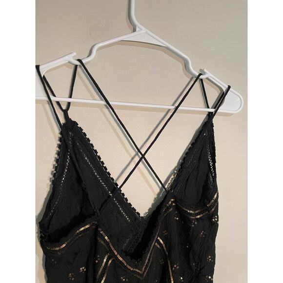 Free People Chloe Embroidered Slip Mini Dress in Black Size XS - Picture 7 of 10